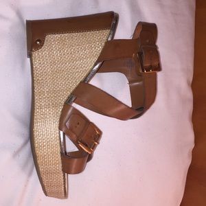 Tan wedges- lightly worn
